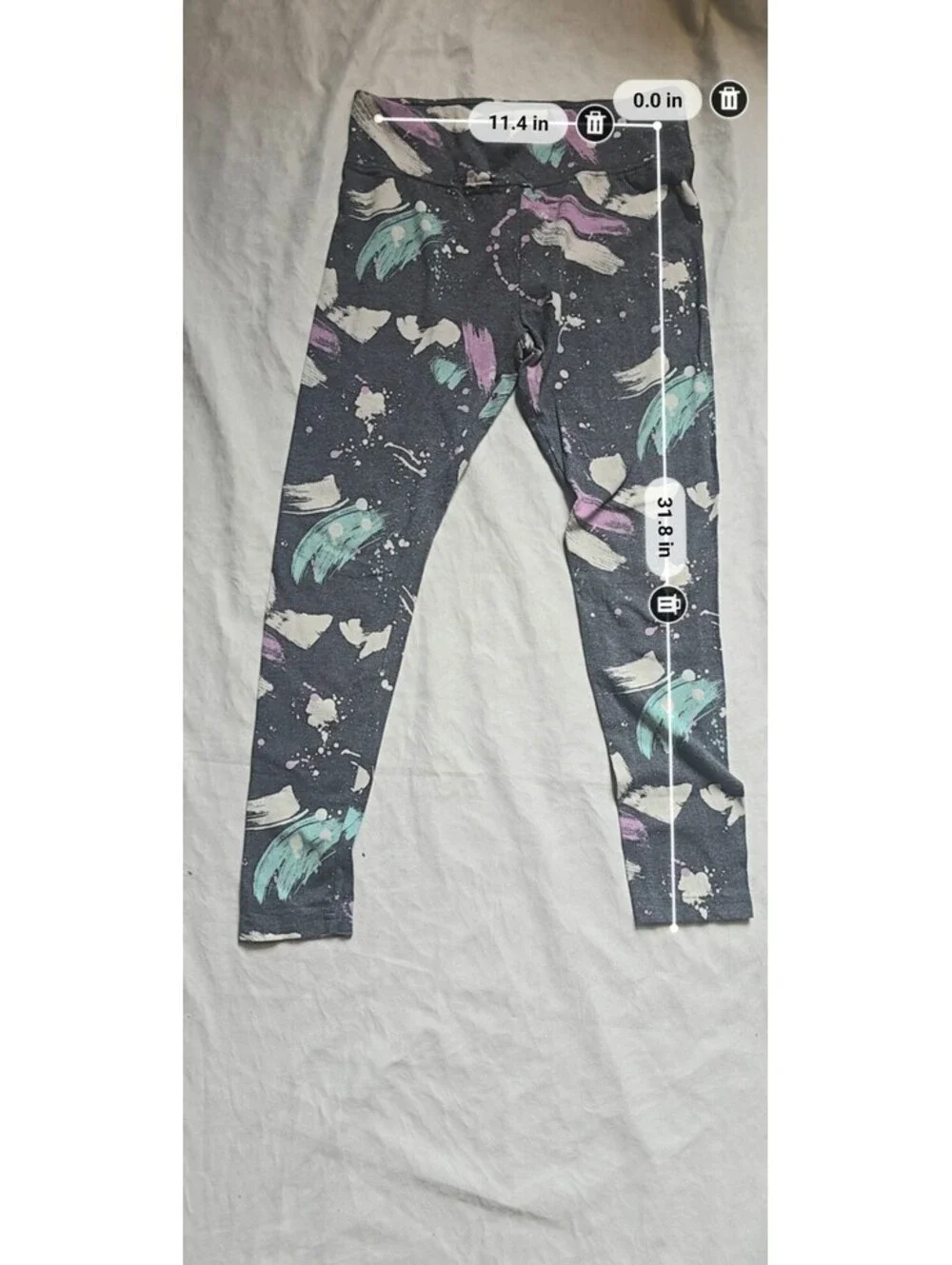 Justice Girls' Leggings Size 14/16 Plus with Abstract Paint Splatter Design
